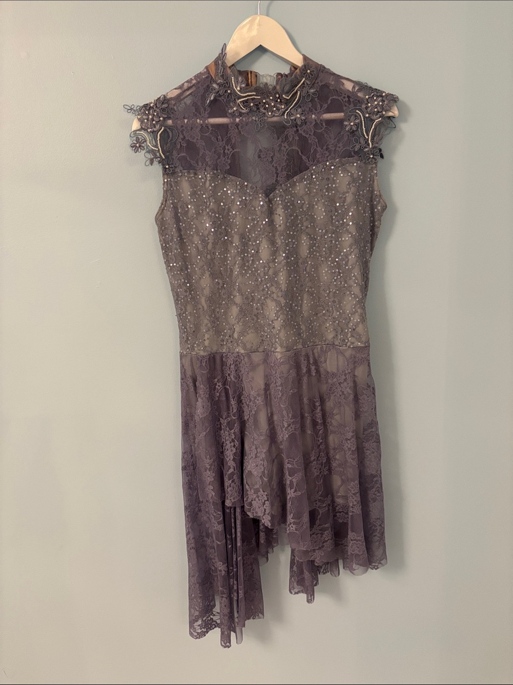 Women’s Dance Costume Lace Dress in Dusty Purple